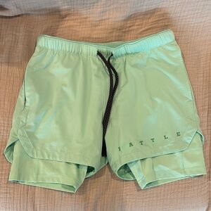 Men's Battle Mint Athletic 2-in-1 Running Shorts with Drawstring